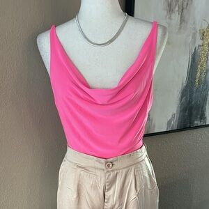 Hot pink draped front bodysuit